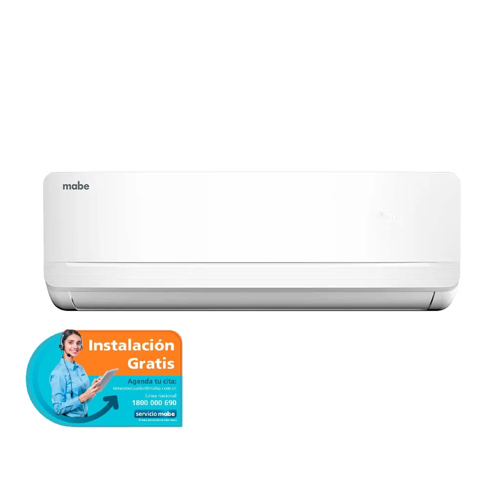 Aire acondicionado mabe mmt24cdbwccax8/220v/24000 btu/gas  r410a/biofiltro/display led/control