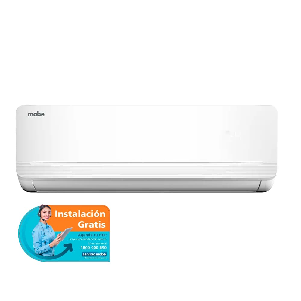 AIRE ACONDICIONADO MABE MMT18CDBWCCAX8/220V/18000 BTU/GAS  R410A/BIOFILTRO/DISPLAY LED/CONTROL