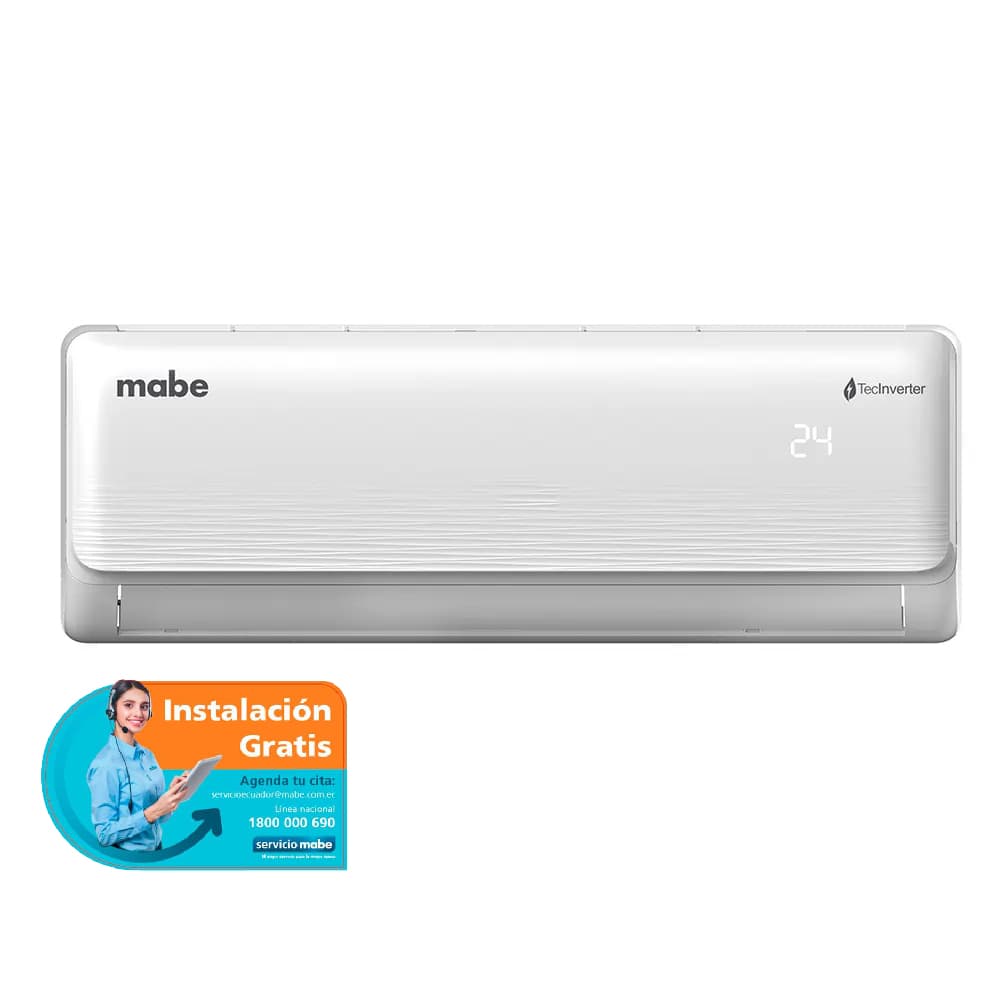 Aire acondicionado mabe mmt12cdbwccax8/220v/12000 btu/display led/trifiltro/gas r410a/control