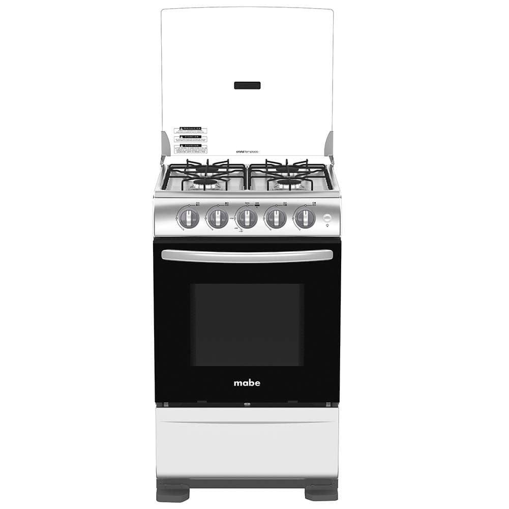 Cocina mabe tx5120ex2/20 pulg/4 quemadores/luz en horno/puerta vidrio negro/termocontrol