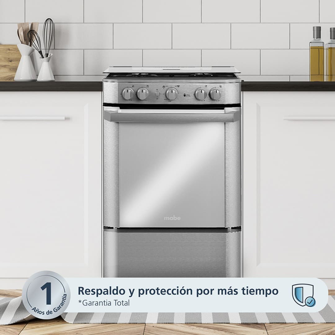 Mabe Cocina EM6060FX3 4 Quemadores Parrillas Hierro Fundido Grill | Electrodomésticos