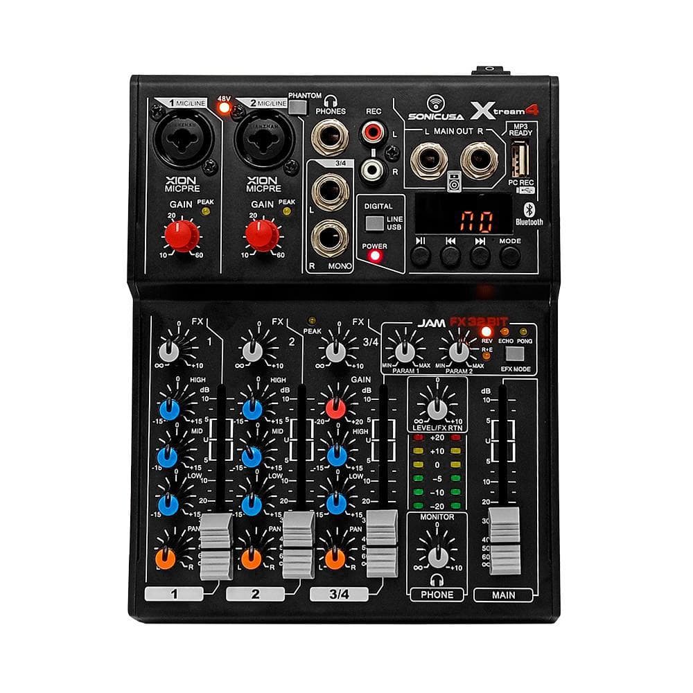 Consola audio sonic xtream4/procesador 32bits jam fx/4 canales/fx/bluetooth/usb/streaming & pc