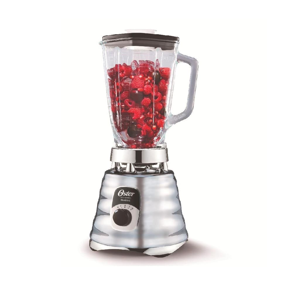 Licuadora clásica OSTER cromada con perilla ergonómica de 3 velocidades BLST4655