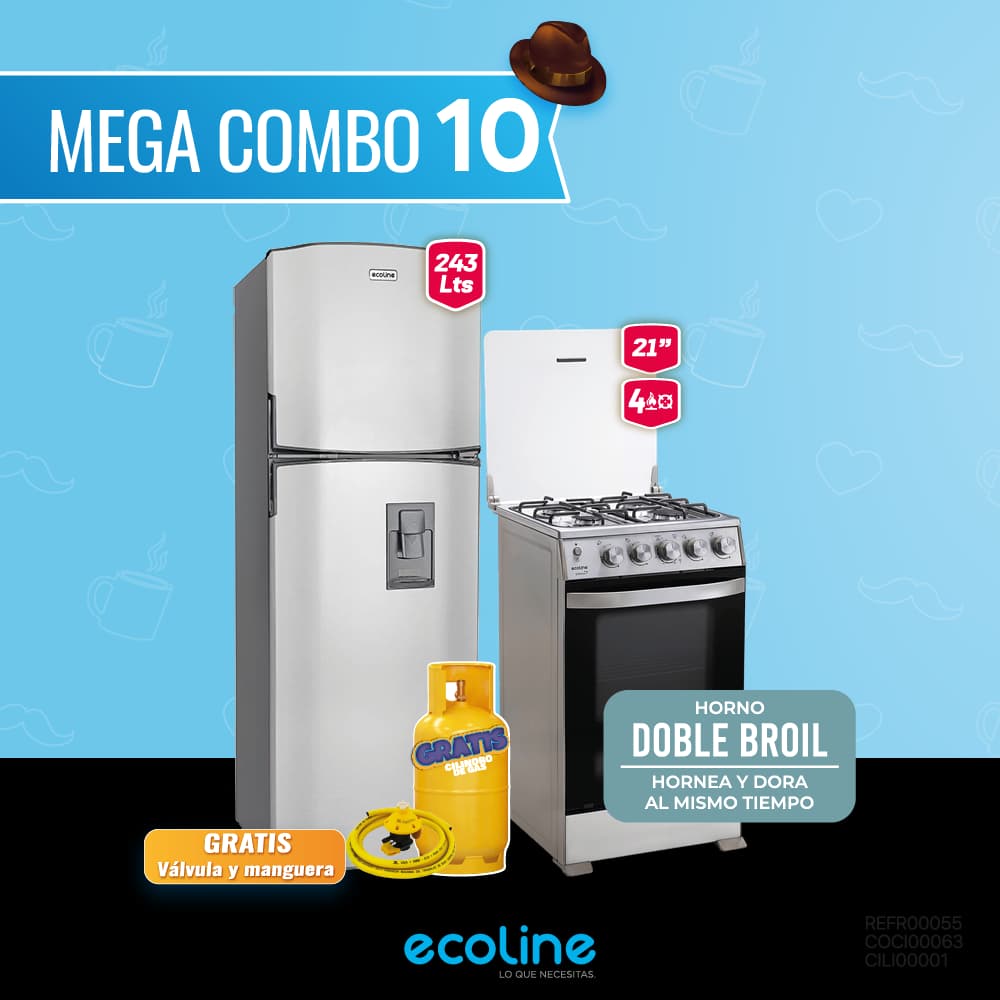 MEGA  COMBO 10: COCINA + REFRIGERADORA ECOLINE