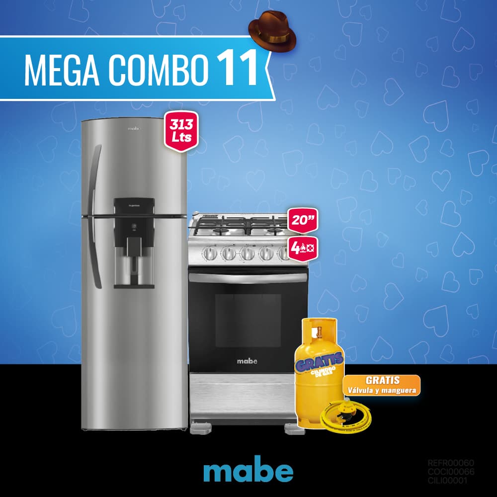 MEGA  COMBO 11: COCINA + REFRIGERADORA MABE