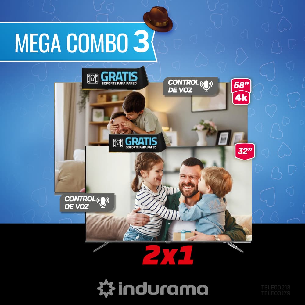 MEGA COMBO 3: TELEVISOR INDURAMA 32"+58"