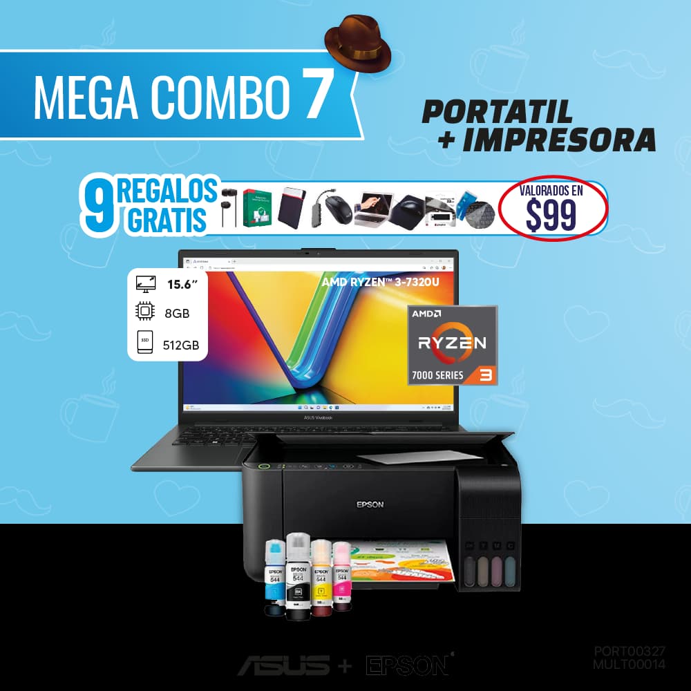 MEGA COMBO 7: PORTATIL ASUS+MULTIFUNCION EPSON WIFI