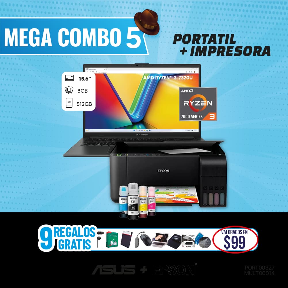 MEGA COMBO 5: PORTATIL ASUS+MULTIFUNCION EPSON WIFI