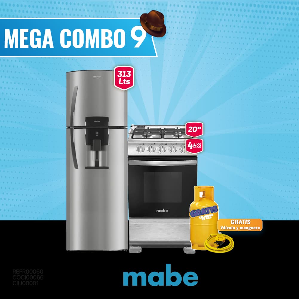 MEGA  COMBO 9: COCINA + REFRIGERADORA MABE