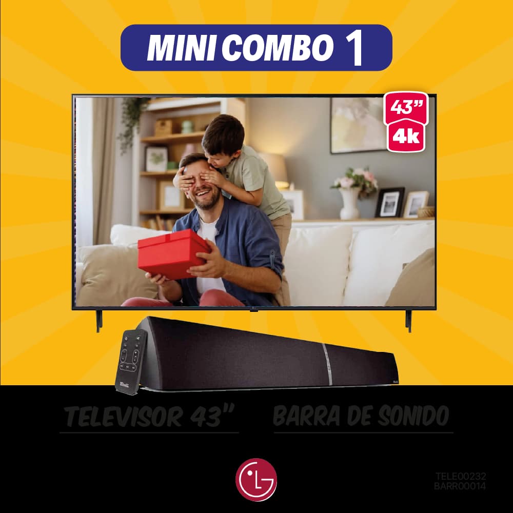 MINI COMBO 1: TELEVISOR LG 43" + BARRA DE SONIDO