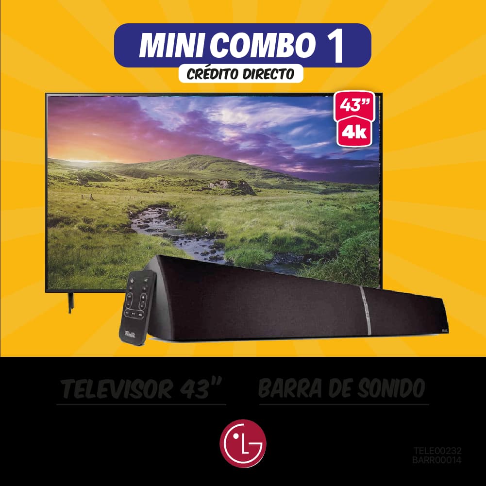 MINI COMBO 1: TELEVISOR LG 43" + BARRA DE SONIDO