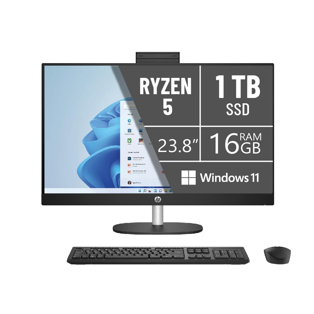 Pc hp 24cr0013la/ryze 5-7520u/16gb/ssd 1tb/23.8 pulg/w11/negro