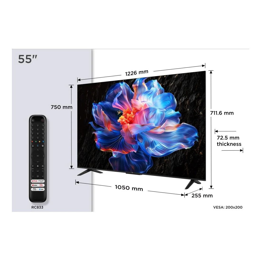Televisor TCL 55P6K 55” 4K UHD Google TV HDR10 Dolby Audio