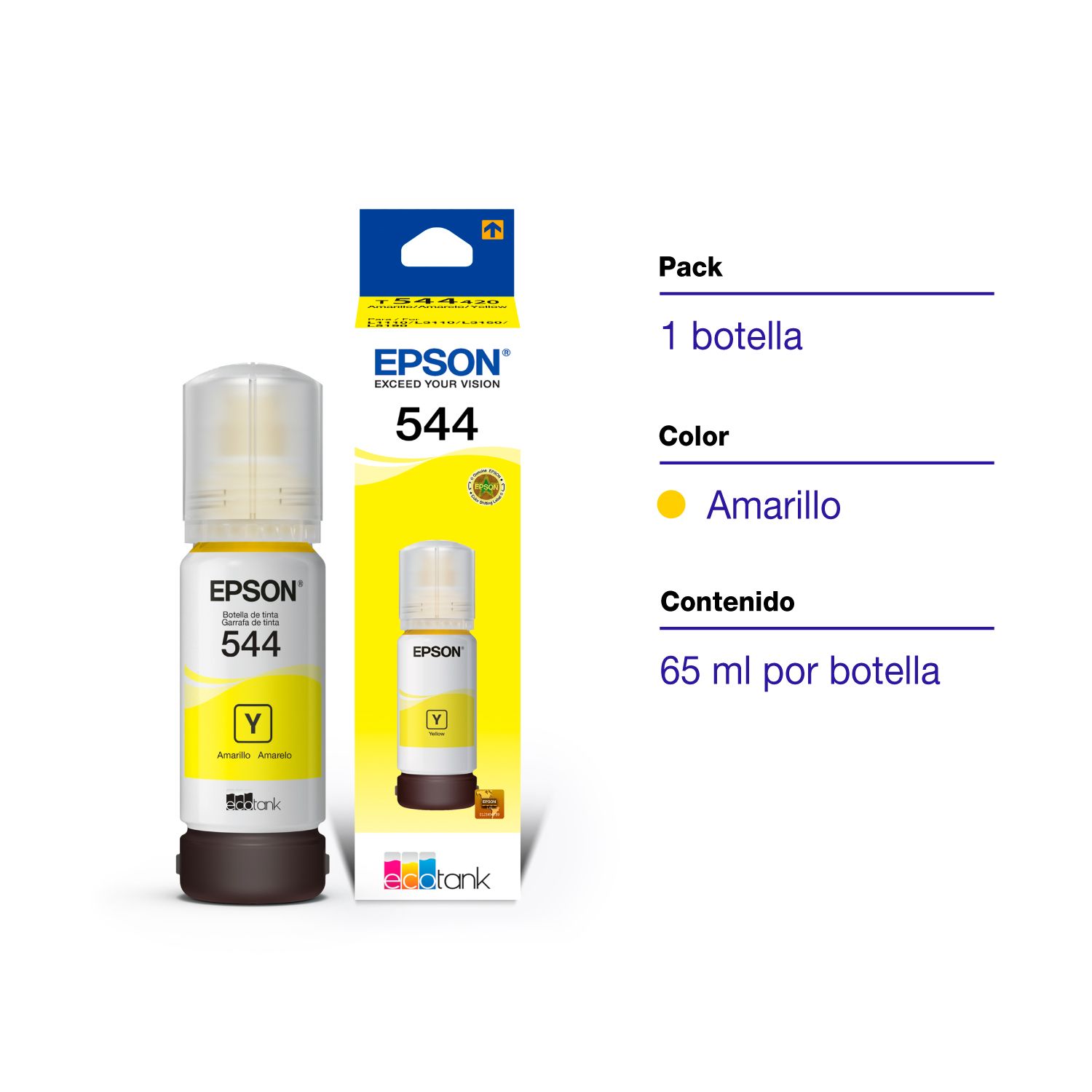 Epson Tinta para Impresora T544 Amarillo Botella 65 ml