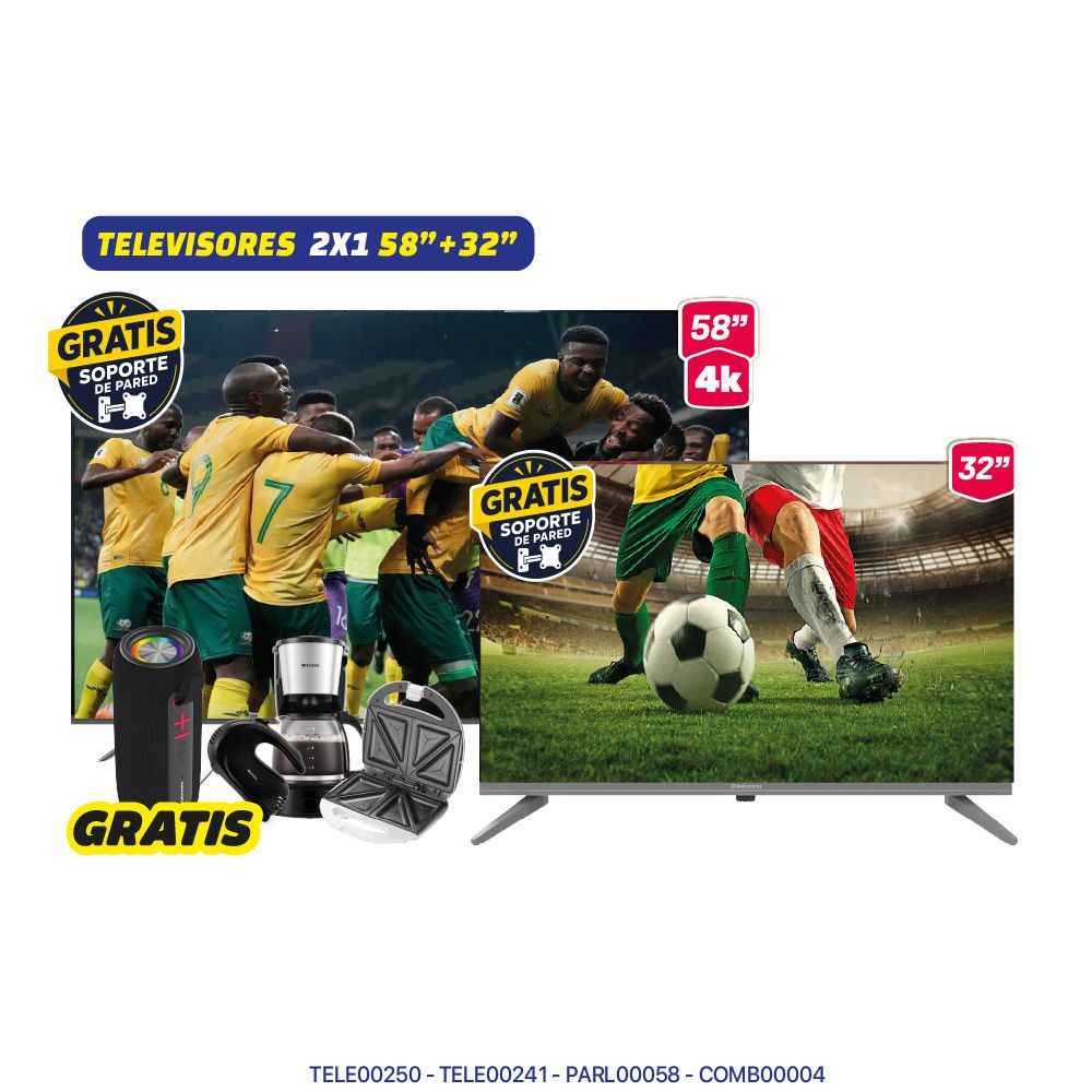 Indurama Mega Combo 1 Televisores 2x1 58” + 32”