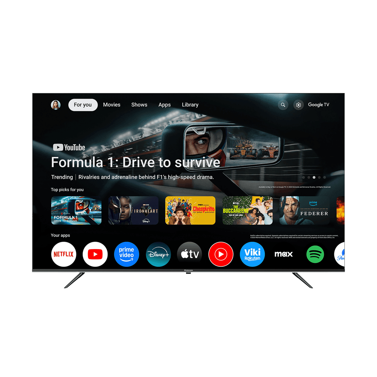Indurama Televisor 75TIKJ5QLED 75” QLED UHD 4K HDR10 Quad Core Google TV