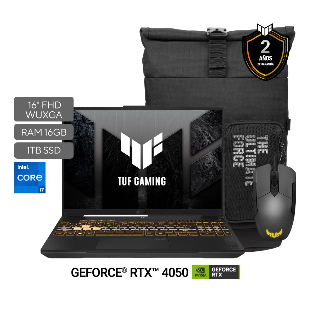 Asus Portátil TUF Gaming F16 FX607VU-RL095 Core i7 16GB 1TB SSD RTX4050 15.6” W11