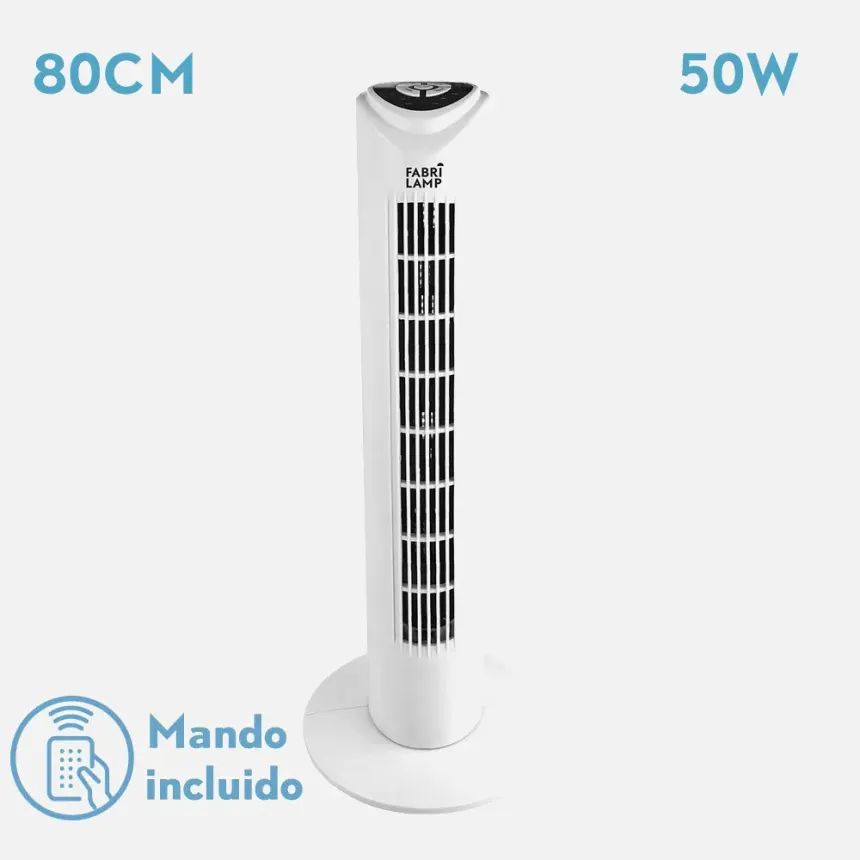 White Pearl Ventilador de Torre FTS10W 50W Temporizador 2H Control Remoto