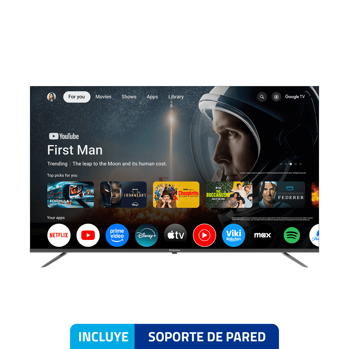 Indurama televisor QLED 65" 4K UHD Google TV modelo 65TIKGF5QLED