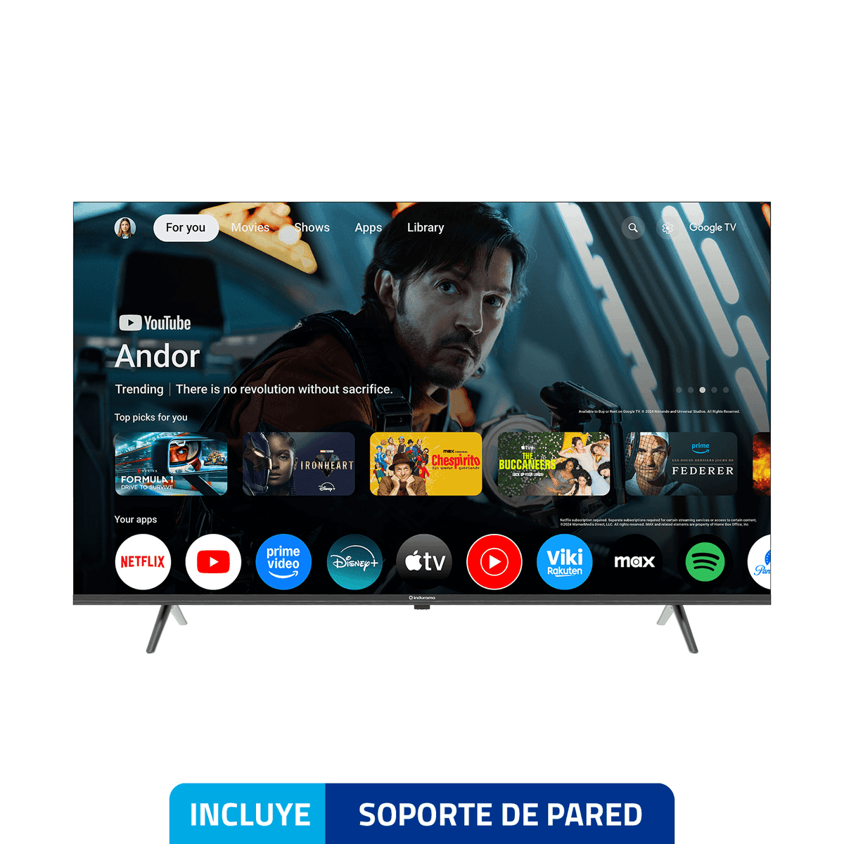 Indurama Televisor 50” UHD 4K Google TV 50TIKGF5UHD Smart TV