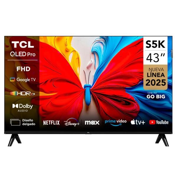 TCL Televisor 43S5K 43” QLED FHD HDR10 Google TV Dolby Audio Bluetooth