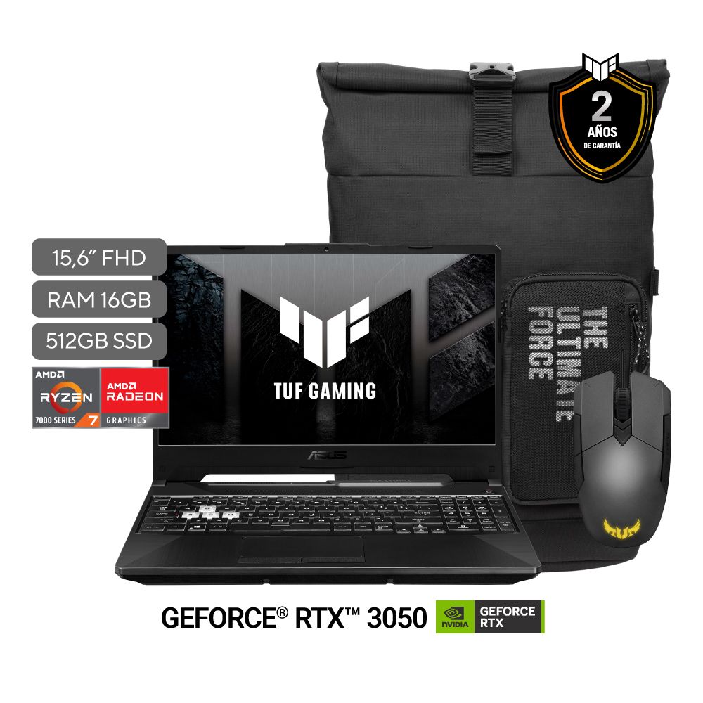 Asus Portátil TUF Gaming A15 FA506NCG-HN194 Ryzen 7 16GB 512GB SSD RTX 3050 15.6"