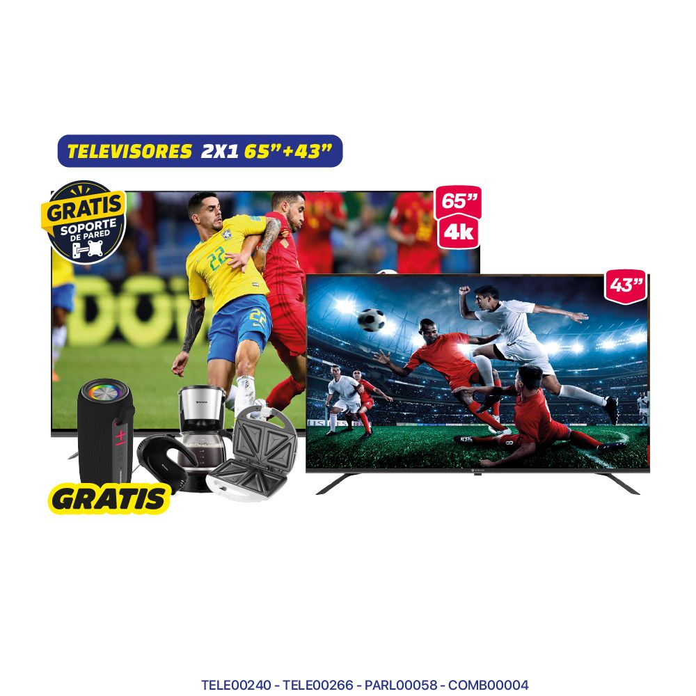Indurama Mega Combo 14 Televisores 2x1 65” + 43”
