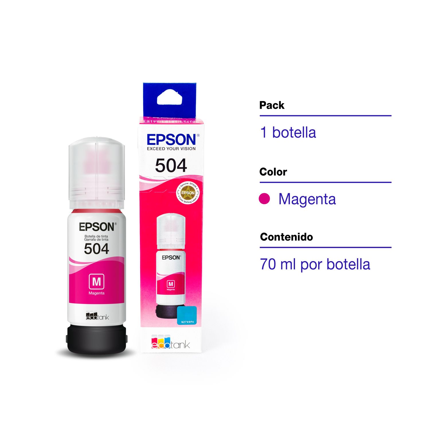 Epson Tinta para Impresora T504 Magenta Botella 70 ml